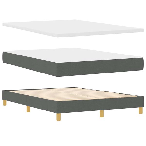 vidaXL Boxspringbett mit Matratze Dunkelgrau 160 x 200 cm Stoff