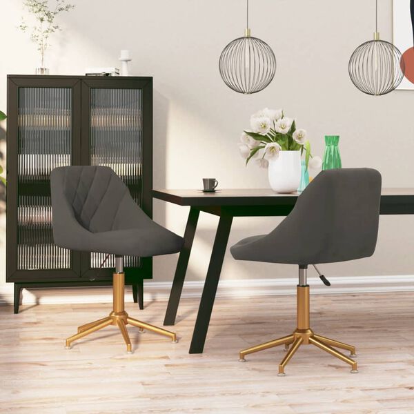 vidaXL Esszimmerst&uuml;hle 2 Stk. Drehbar Dunkelgrau Samt