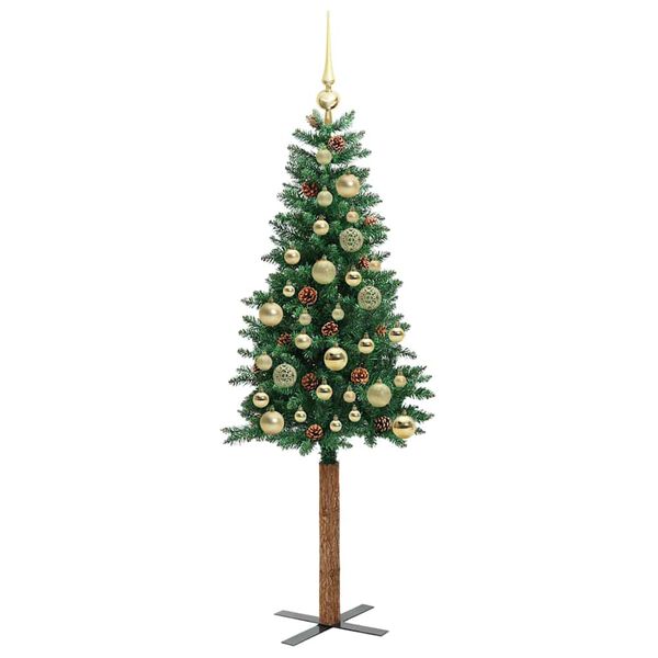 vidaXL Schlanker Weihnachtsbaum mit 150 LEDs mit Ständer Grün 150 cm