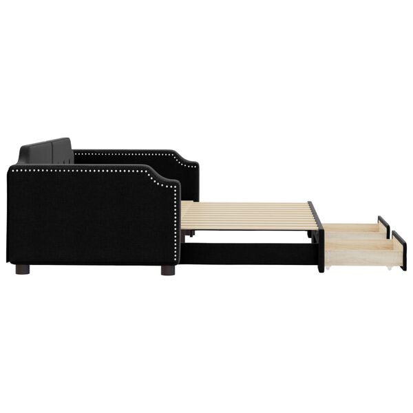 vidaXL Tagesbett Ausziehbar mit Schubladen Schwarz 100x200 cm Stoff