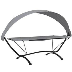 vidaXL Outdoor-Loungebett mit Dach Grau Stahl und Oxford-Stoff