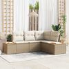 vidaXL Garten-Sofa-Set mit Kissen 5 pcs Beige Poly-Rattan