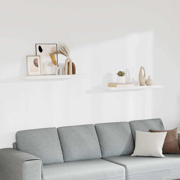 vidaXL Schweberegale 2 Stk. Wei&szlig; 90x23,5x3,8 cm MDF