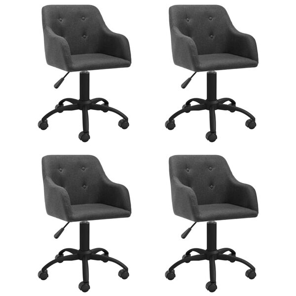 vidaXL Esszimmerst&uuml;hle 4 Stk. Drehbar Dunkelgrau Stoff
