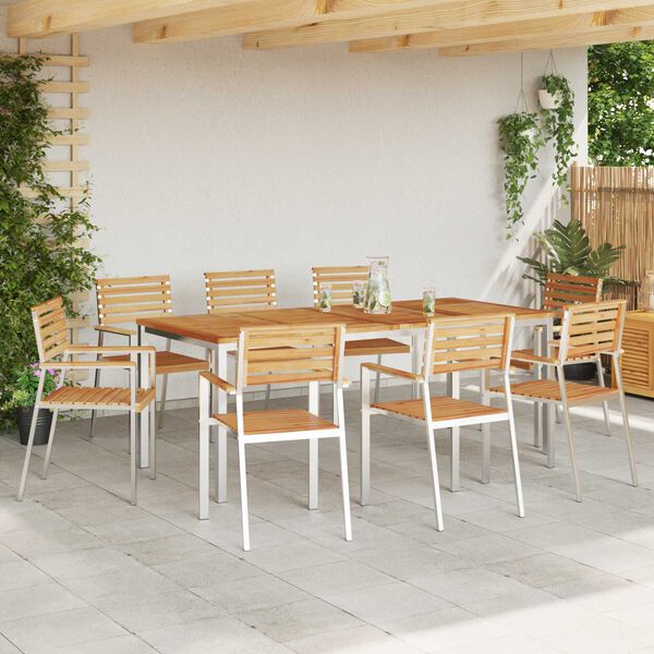 vidaXL Garten-Ess-Set 9 pcs Braun Massives Teakholz