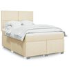 vidaXL Boxspringbett mit Matratze Creme 140x190 cm Stoff