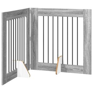 vidaXL Klappbares Hundetor mit St&auml;ndern 2 pcs Graues Sonoma 160,5 cm