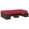 vidaXL 11-teiliges Gartensofa-Set mit Kissen, braun, Polyrattan