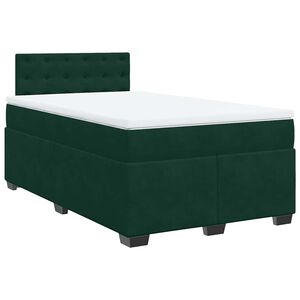 vidaXL Boxspringbett mit Matratze Dunkelgr&uuml;n 120x190 cm Samt