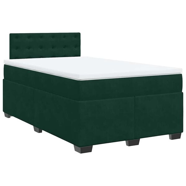 vidaXL Boxspringbett mit Matratze Dunkelgr&uuml;n 120x190 cm Samt