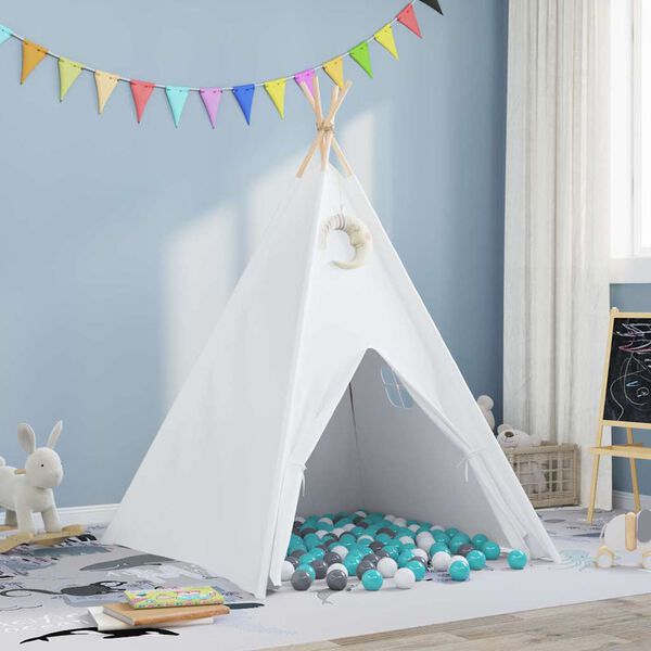vidaXL Teepee Zelt Weiß 120 x 120 x 150 cm Stoff und Kunststoff