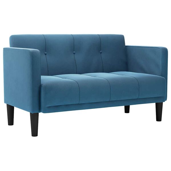 vidaXL Zweisitzer-Sofa Blau 111 cm Samt