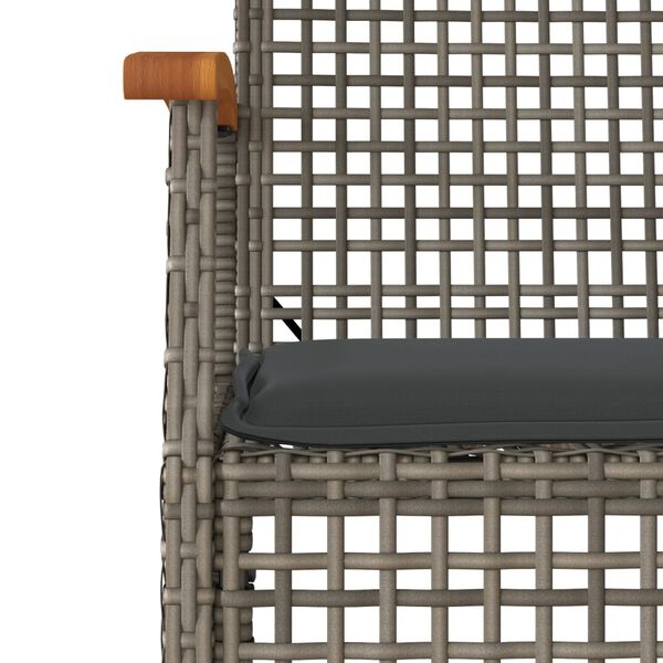 vidaXL 7-tlg. Garten-Essgruppe mit Kissen Grau Poly Rattan