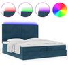 vidaXL Ottoman-Bett mit Matratzen & LED Dunkelblau 200x200 cm Samt