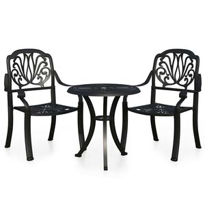 vidaXL 3-tlg. Bistro-Set Aluminiumguss Schwarz