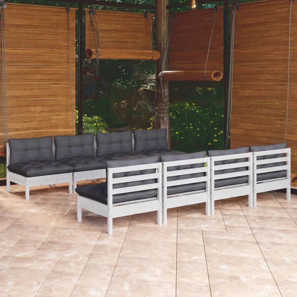 vidaXL 9-tlg. Garten-Lounge-Set mit Kissen Kiefer Massivholz