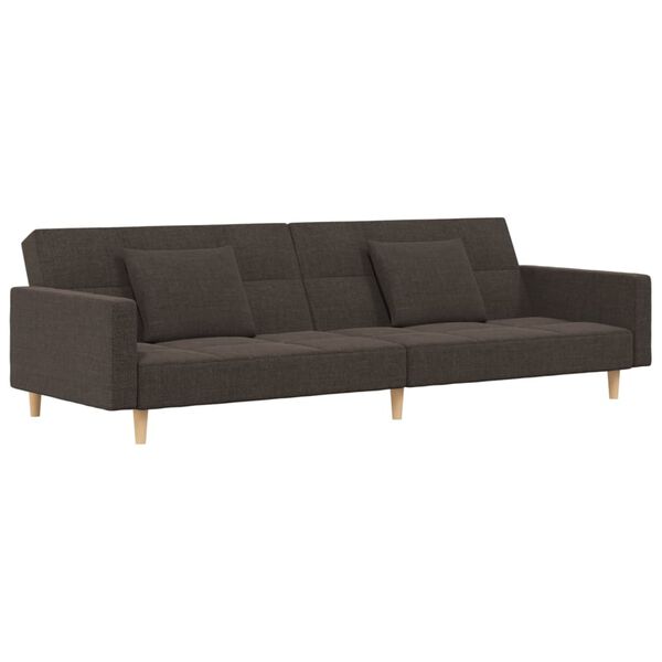 vidaXL Schlafsofa 2-Sitzer mit 2 Kissen Braun Stoff