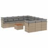 vidaXL 12-tlg. Garten-Sofagarnitur mit Kissen Beige Poly Rattan