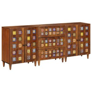 vidaXL Sideboard 3 pcs Walnuss Massivholz Mango
