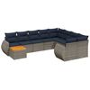 vidaXL 10-teiliges Gartensofa-Set mit Kissen, grau, Polyrattan