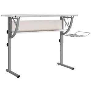 vidaXL Basteltisch Wei&szlig; & Grau 110x53x(58-87) cm Holzwerkstoff & Stahl