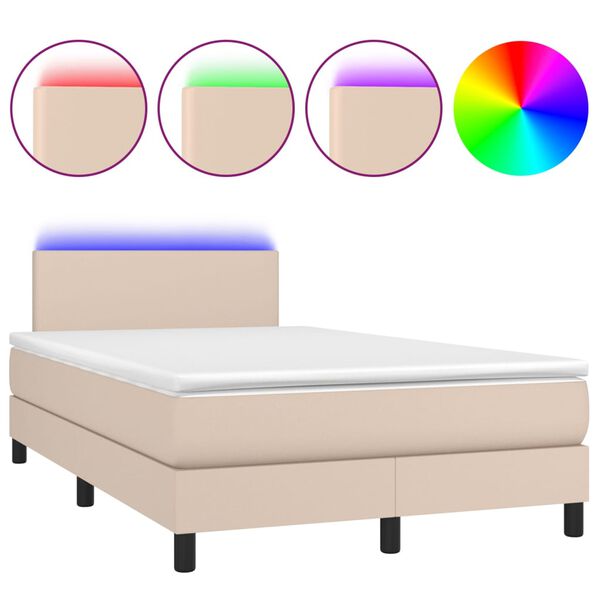 vidaXL Boxspringbett mit Matratze & LED Cappuccino-Braun 120x200cm