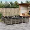 vidaXL 13-tlg. Garten-Essgruppe mit Kissen Grau Poly Rattan