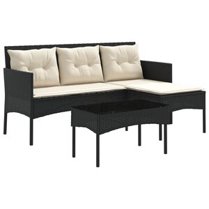 vidaXL Gartensofa-set mit Kissen 2 pcs Schwarz und Creme Poly-Rattan
