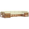 vidaXL Outdoor-Sofagarnitur 7 stk. Natur und Creme Massivholz Akazie