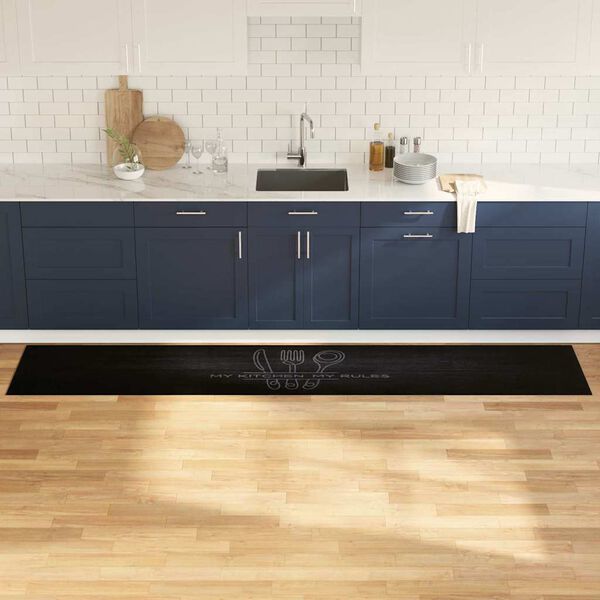 vidaXL K&uuml;chen Teppich Schwarz 300 x 60 cm Samt