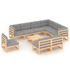 vidaXL 10-tlg. Garten-Lounge-Set mit Kissen Massivholz Kiefer