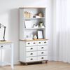 vidaXL Hutch ASKIM Weiß 91 x 40 x 184 cm Massives Kiefernholz