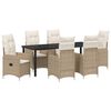 vidaXL Garten Essgruppe mit Kissen 7 pcs Beige Poly-Rattan