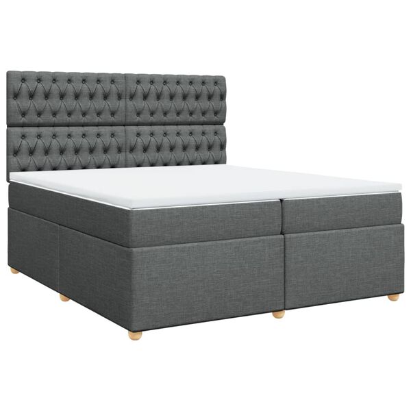 vidaXL Boxspringbett mit Matratze Dunkelgrau 200x200 cm Stoff