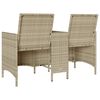 vidaXL Gartensofa 2-Sitzer mit Tisch und Kissen Hellgrau Poly Rattan