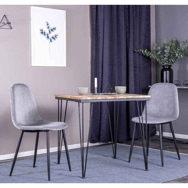 Venture Home Esszimmerst&uuml;hle 2 Stk. Polar Samt Grau und Schwarz