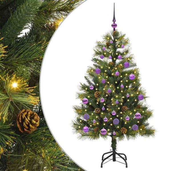 vidaXL K&uuml;nstlicher klappbarer Weihnachtsbaum mit Tannenzapfen 150 cm