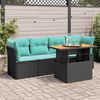 vidaXL 5-tlg. Garten-Sofagarnitur mit Kissen Schwarz Poly Rattan