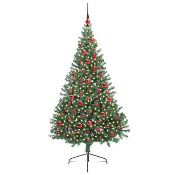 vidaXL K&uuml;nstlicher vorbeleuchteter Weihnachtsbaum Gr&uuml;n 180 cm PVC