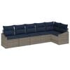 vidaXL Gartensofa-set mit Kissen 6 pcs Grau und Marineblau Poly-Rattan