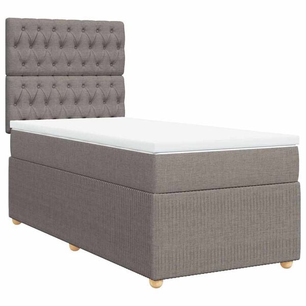 vidaXL Boxspringbett mit Matratze Taupe 100x200 cm Stoff