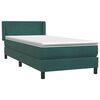 vidaXL Boxspringbett mit Matratze Dunkelgrün 100x210 cm Samt