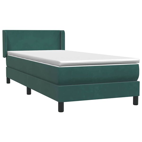 vidaXL Boxspringbett mit Matratze Dunkelgrün 100x210 cm Samt