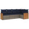 vidaXL 5-teiliges Gartensofa-Set mit Kissen, grau, Polyrattan