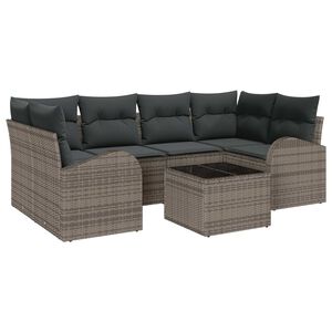 vidaXL Gartensofa-set mit Speicher mit Kissen 7 pcs Grau Poly-Rattan