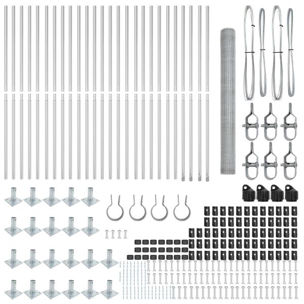 vidaXL Zaunpfosten Silber 50 x 1,6 m (13 mm Maschen) Stahl