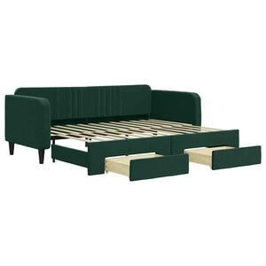 vidaXL Tagesbett Ausziehbar mit Schubladen Dunkelgr&uuml;n 90x200 cm Samt