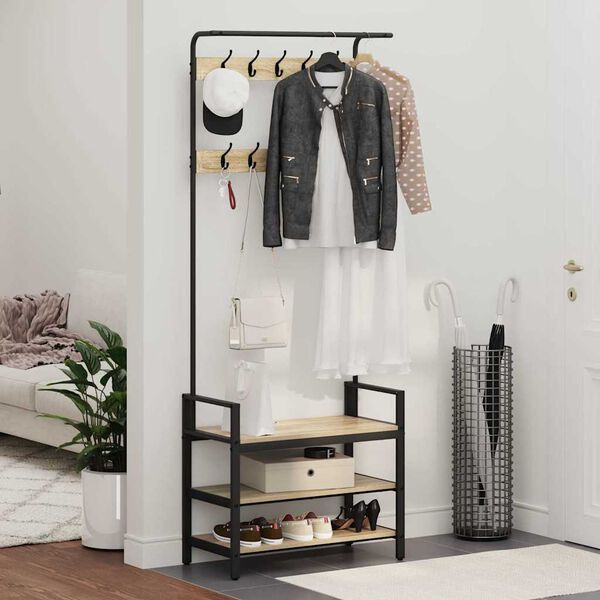 vidaXL Garderobenst&auml;nder Sonoma-Eiche 75 x 34 x 184 cm Holzwerkstoff