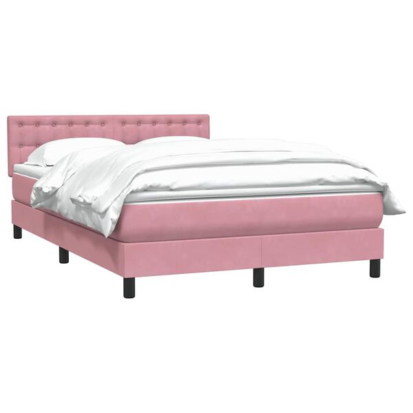 vidaXL Boxspringbett mit Matratze Rosa 140x210 cm Samt