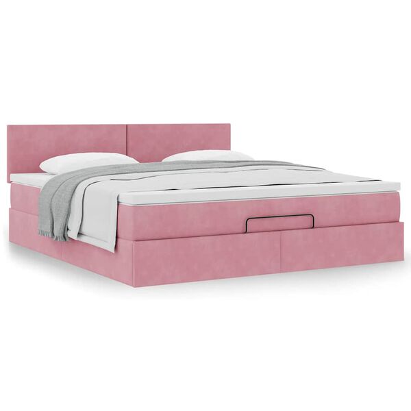 vidaXL Ottoman-Bett mit Matratze Rosa 180x200 cm Samt